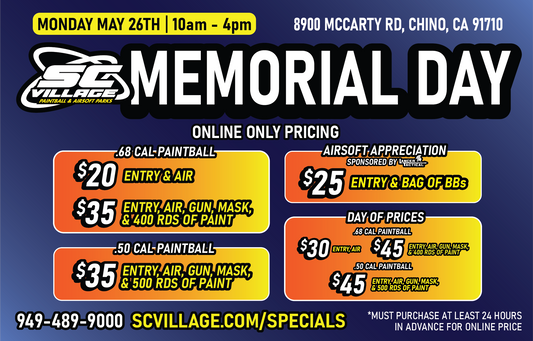Memorial Day Walk On Specials - May 26th