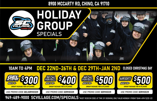 Holiday Group Specials - Dec 22nd-26th & Dec 29th-Jan 2nd